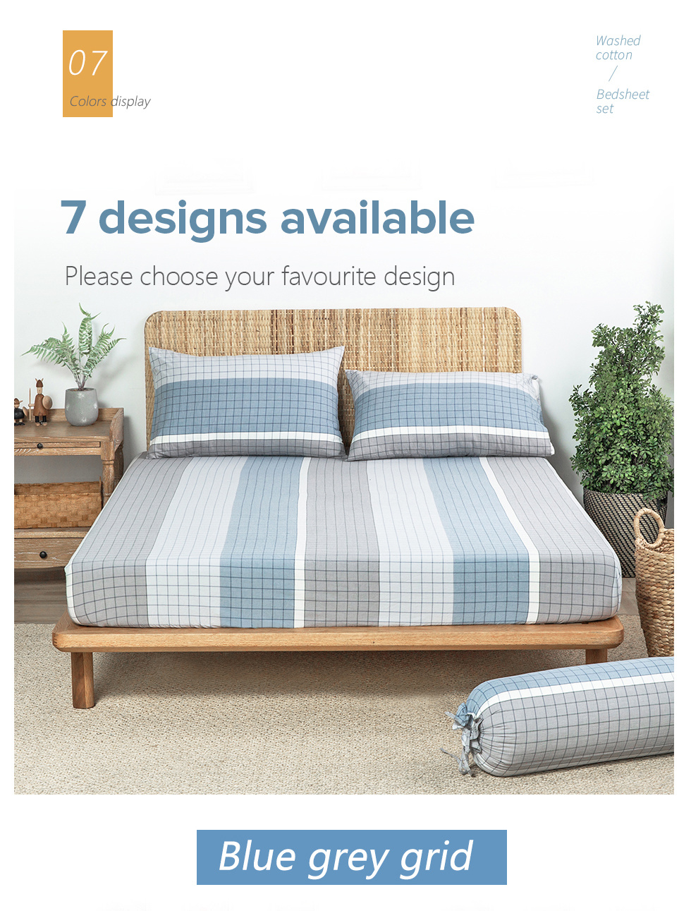 Washed Cotton Bedsheet Set-8